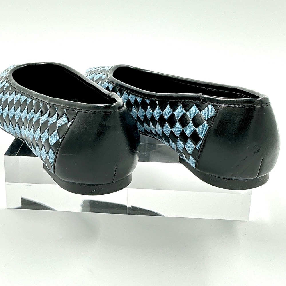 Nine West Size 6.5 Woven Checkered Pointed Flats Black Blue Denim NEW Largo $89 - Picture 5 of 12